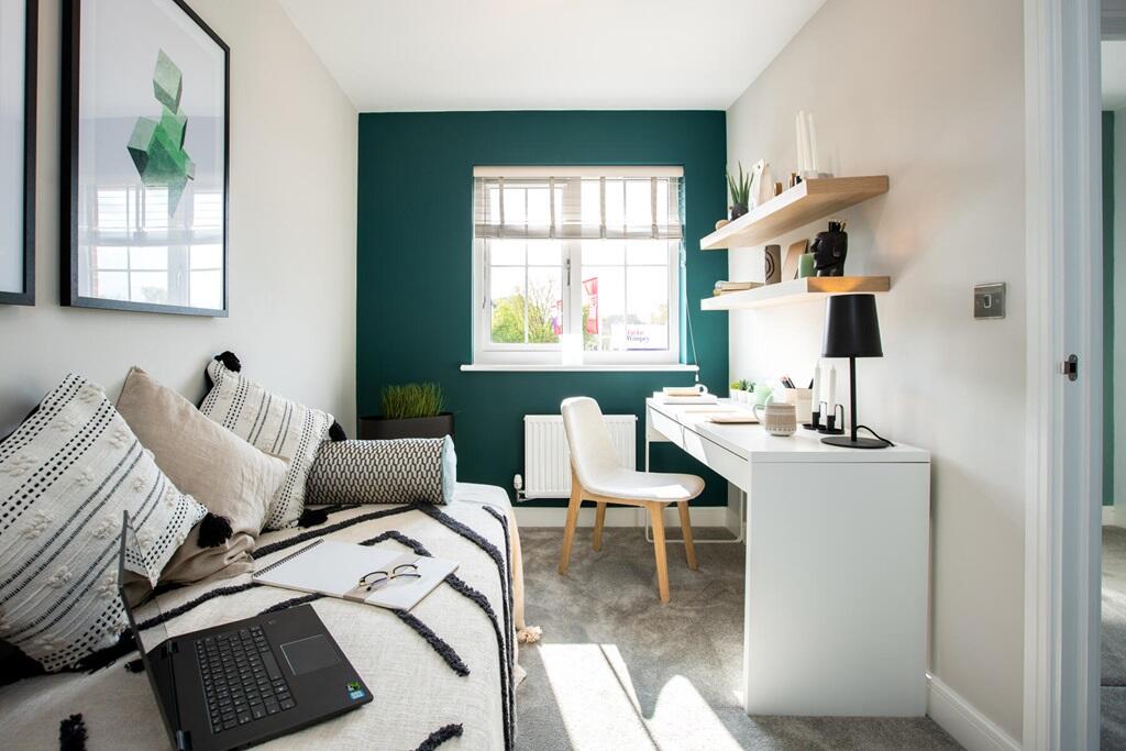 A flexible single bedroom offers space to work from home