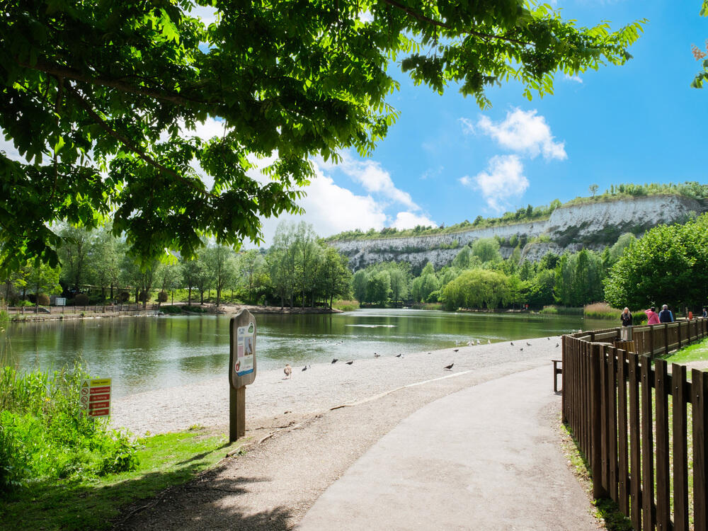 Image showing nearby open space with walking and cycling trails, as well as a large lake surrounded