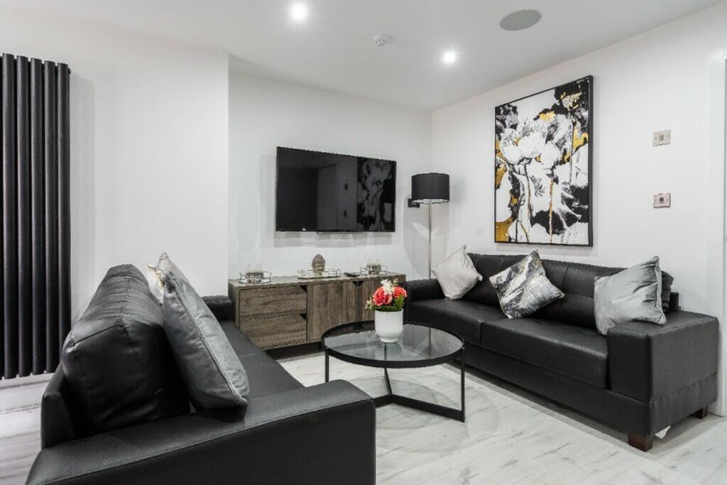 A stylish and inviting large modern living room...