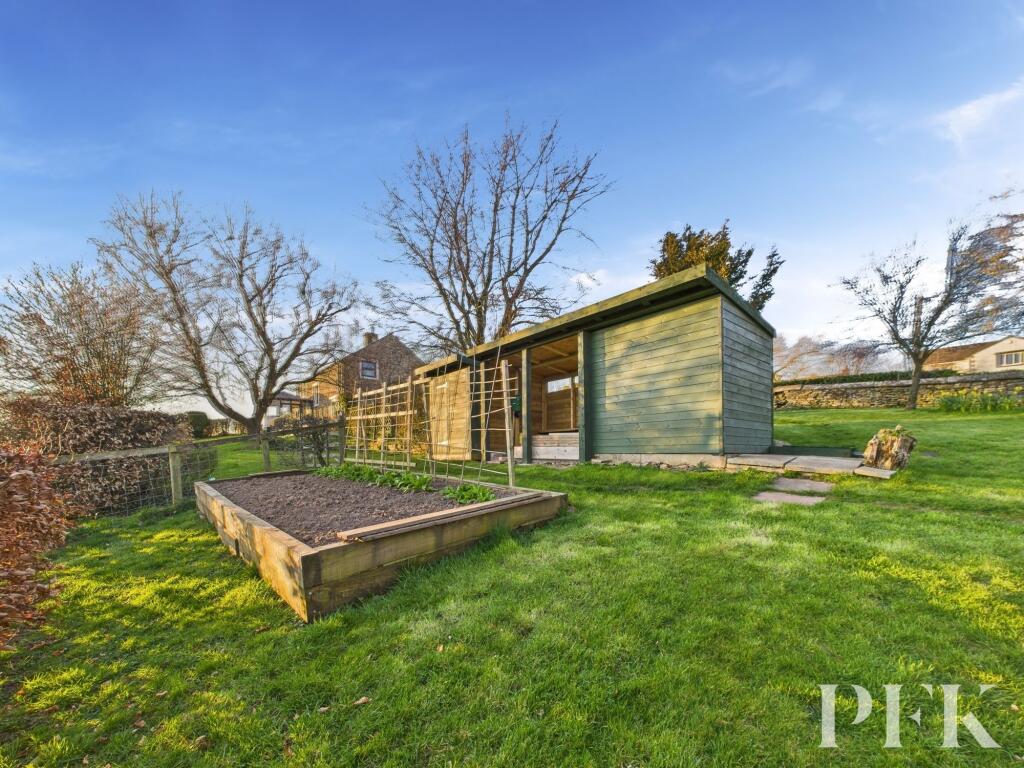 Garden sheds and veg patch