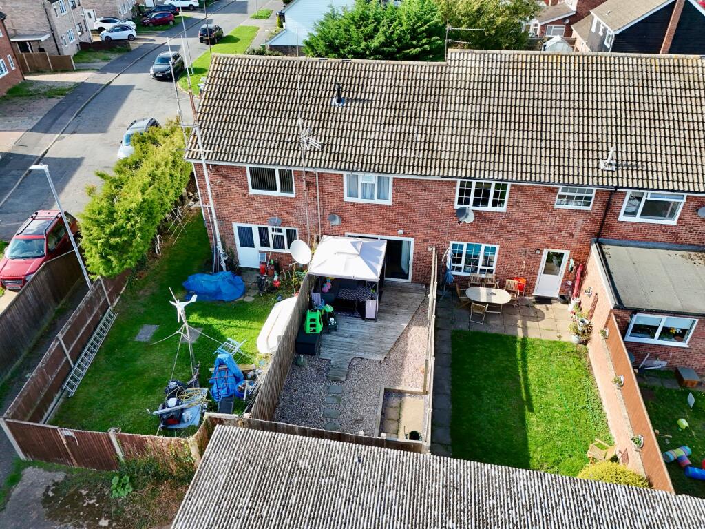 Rear elevated drone shot