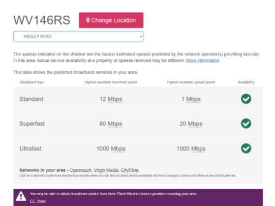 Broadband Speeds 14 Hadley July 2025