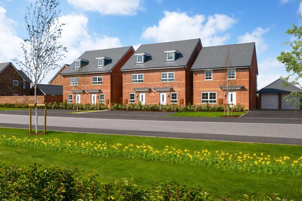 Spring street scene at Fernwood Village with the 4 bed Chester and 4 bed Kingsville homes