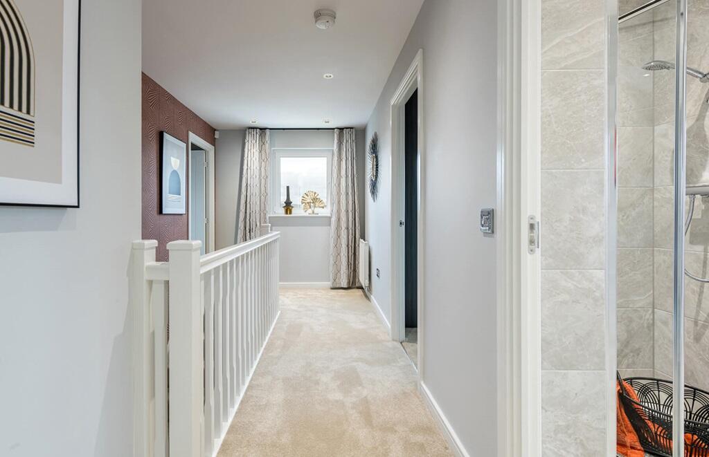 The landing is flooded with natural light