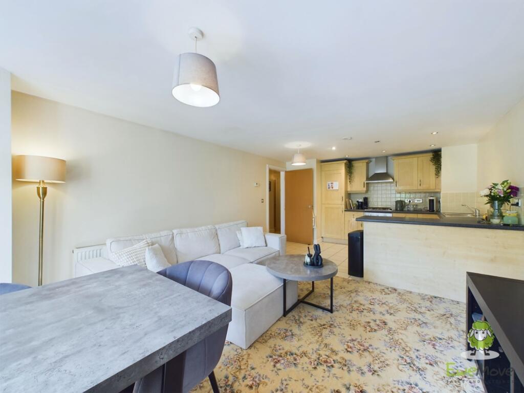Looking from living room to kitchen area