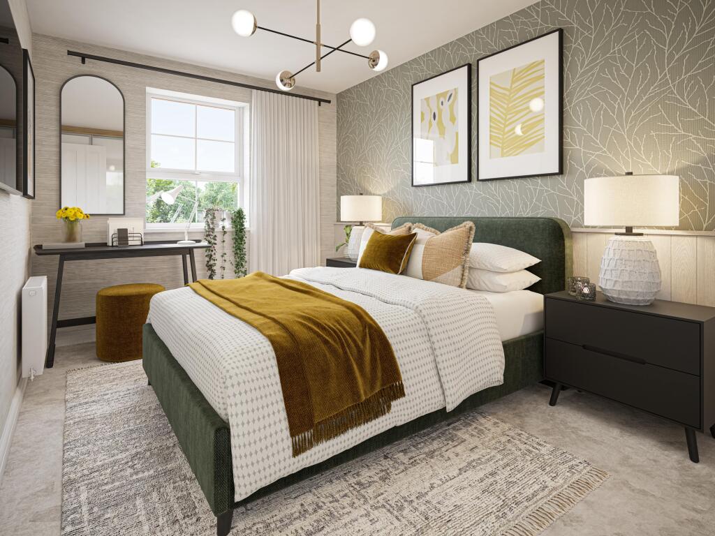 Internal CGI of the main bedroom in the folkestone