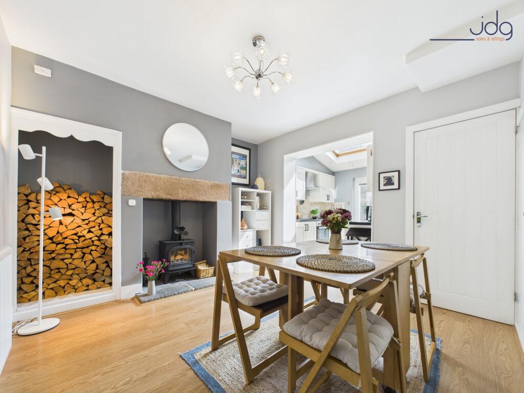 Open plan Kitchen Diner with Log Burner