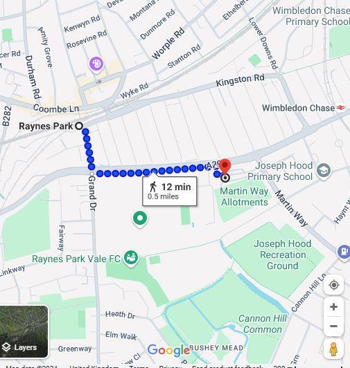 map to Raynes Park station.JPG