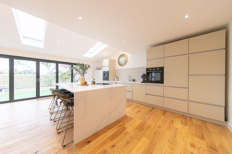 Open plan kitchen, living and dining ...