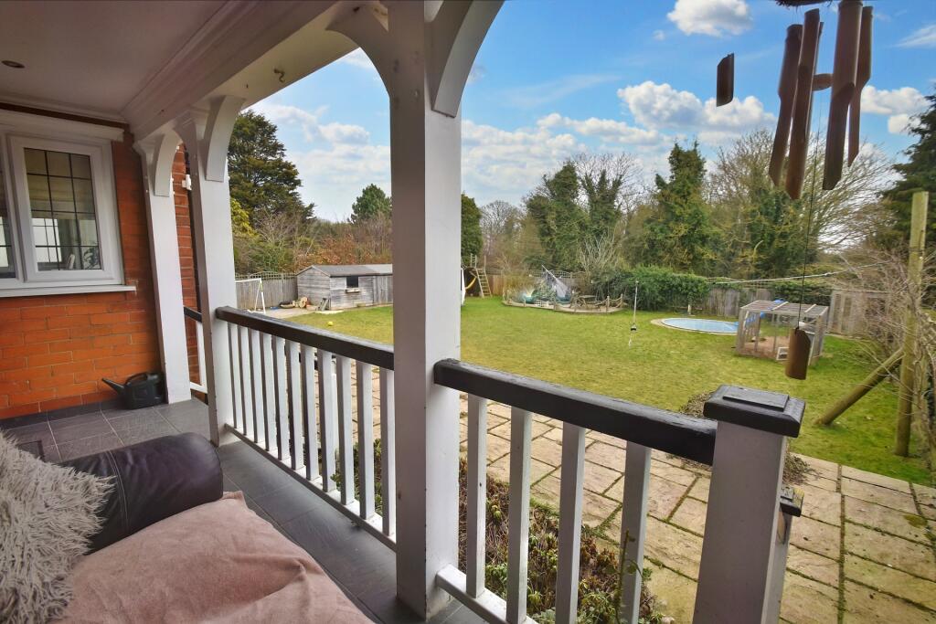 veranda overlooking garden