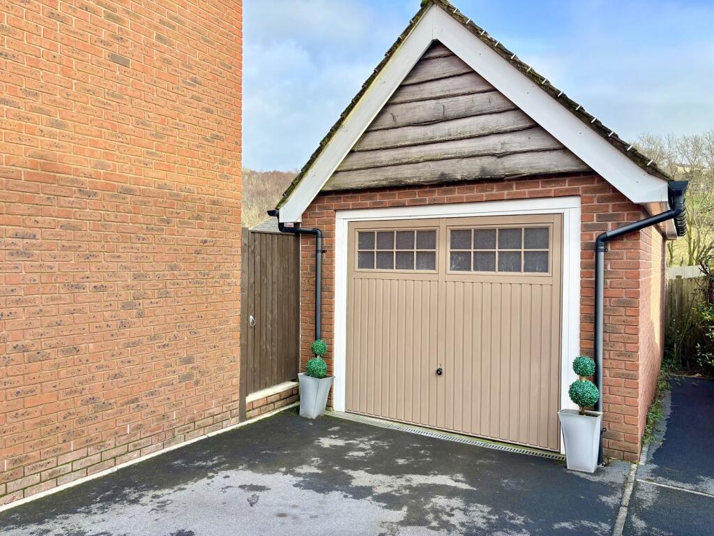 Driveway and detached garage 