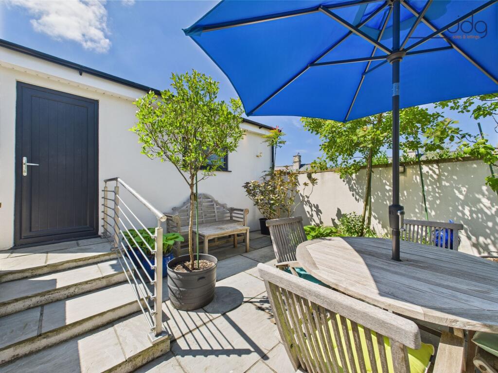 Step down into the welcoming seating area