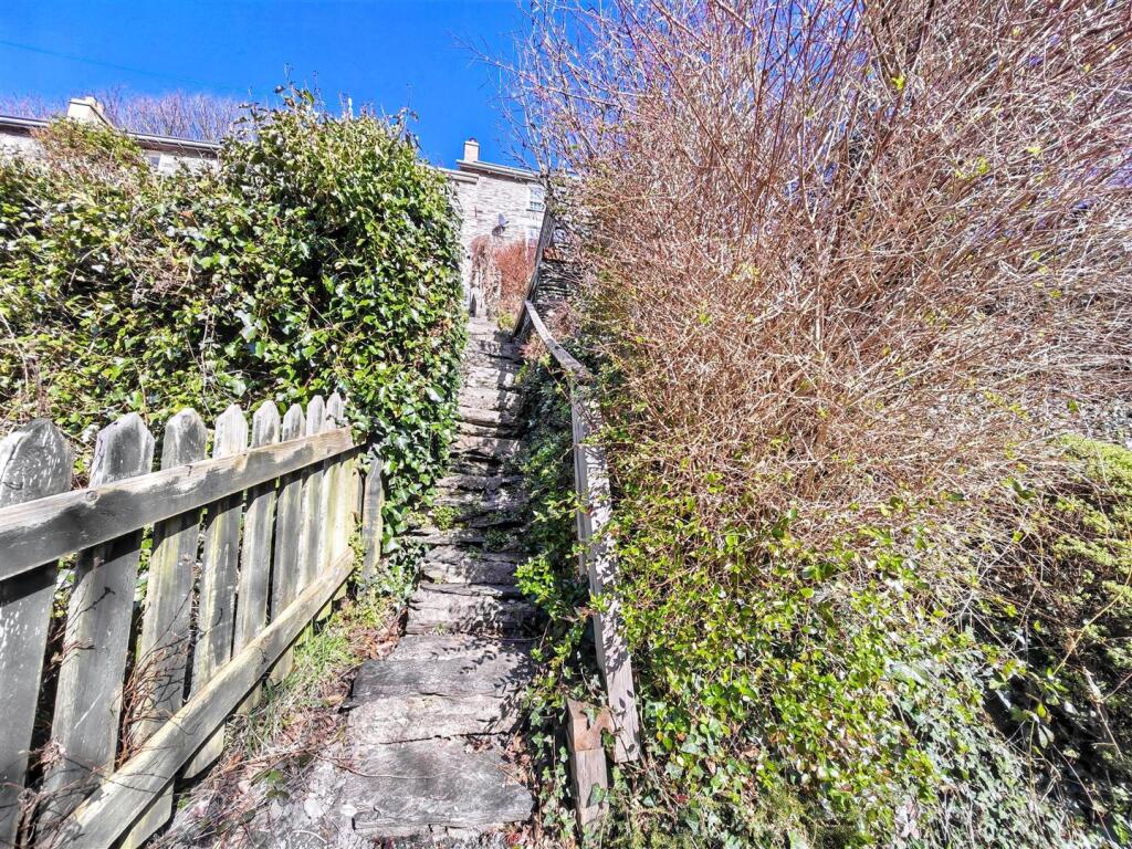 Steps down to garden levels