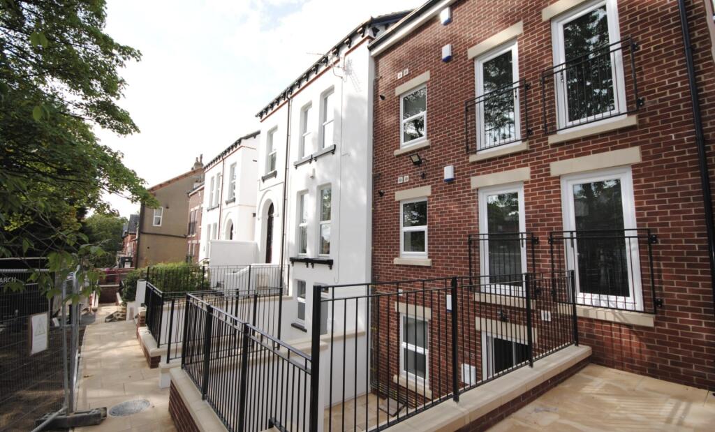 A clear view of the front exterior of a modern ...