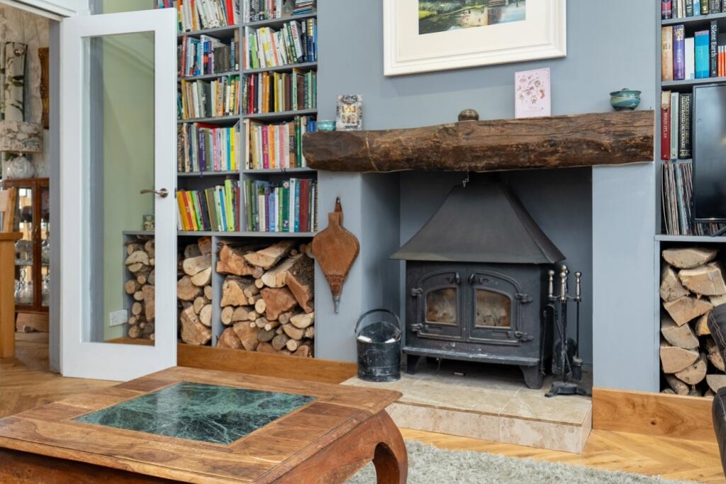 A character-filled lounge with original windows, v