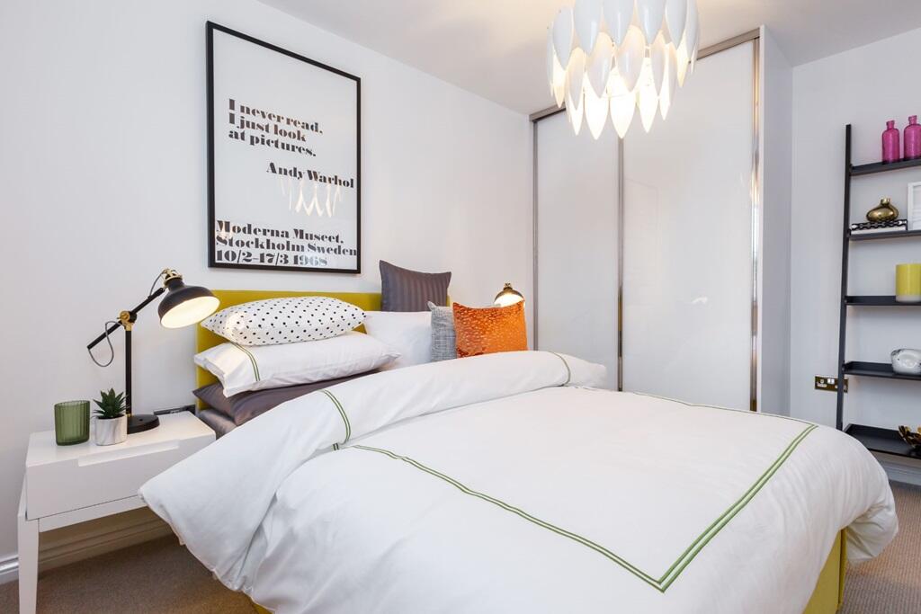 Large bedroom with lots of storage space