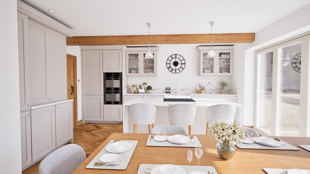 CGI Open Plan Living Dining Kitchen