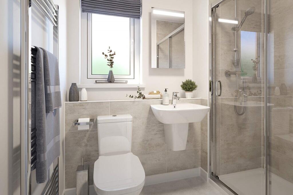 The en suite shower room for bedroom one