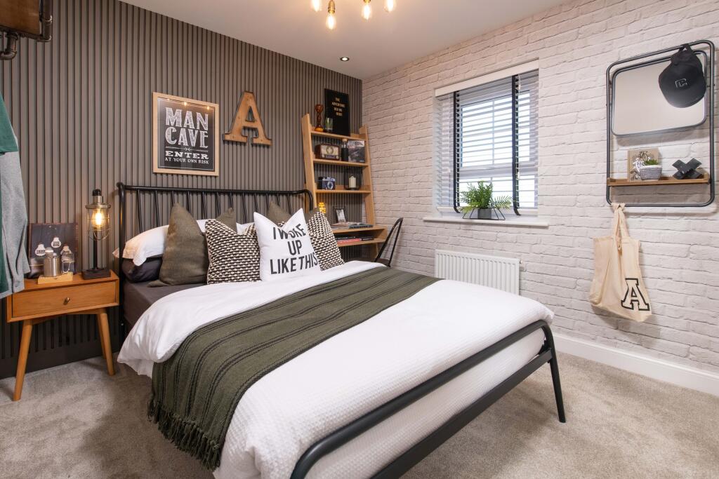 Internal view of a bedroom in an Alderney house type
