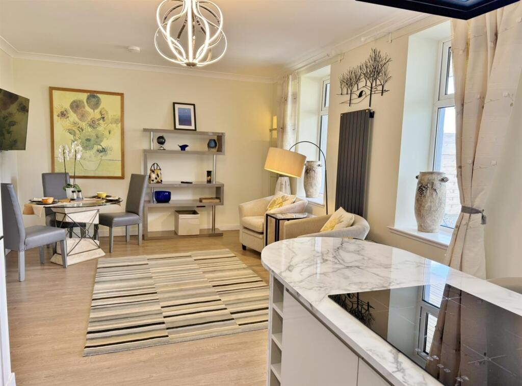 Open plan living room from the kitchen