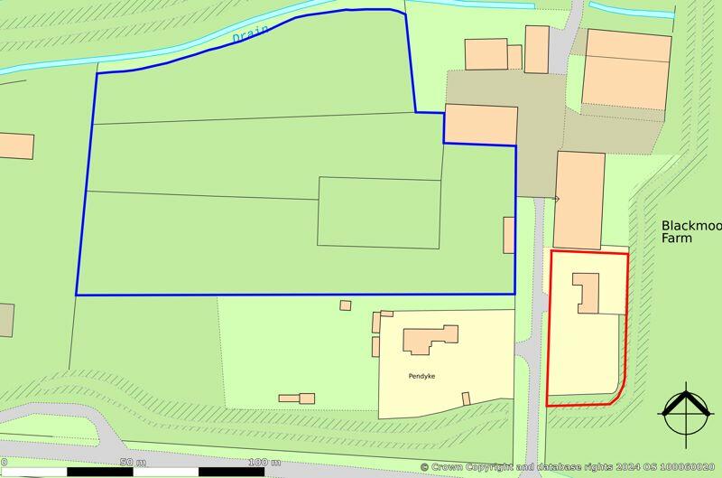 Site plan -blue area depicts paddock