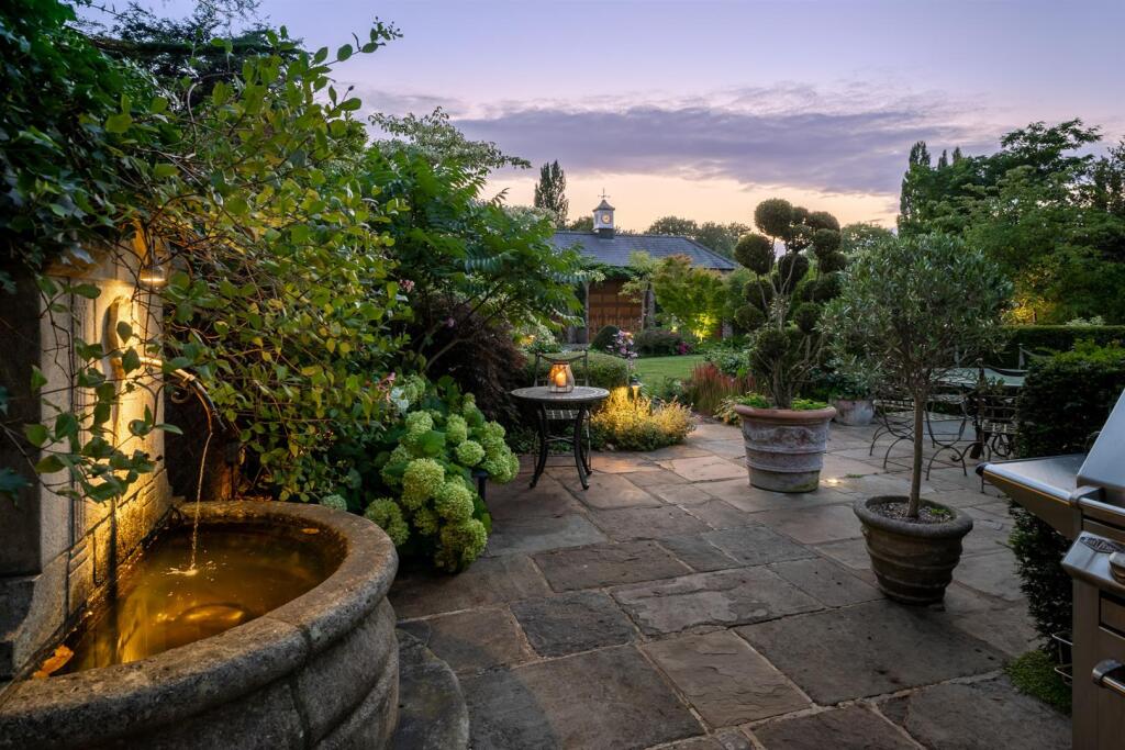 Garden Illuminated at Dusk