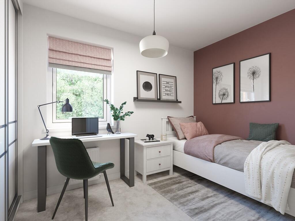 The fourth bedroom is well suited to a home office