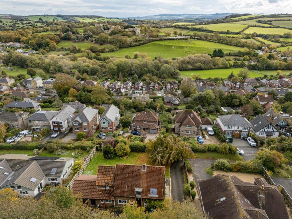 Aerial with Carisbrooke Castle