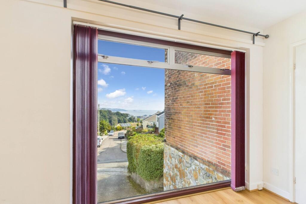 Close-up of living room with sea view