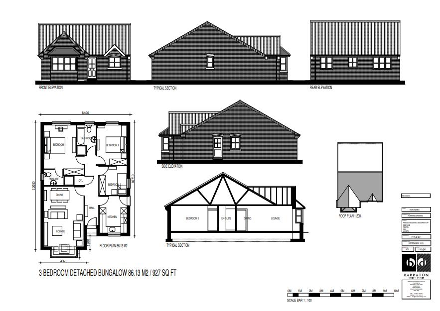 Four x 3 bedroom detached bungalows