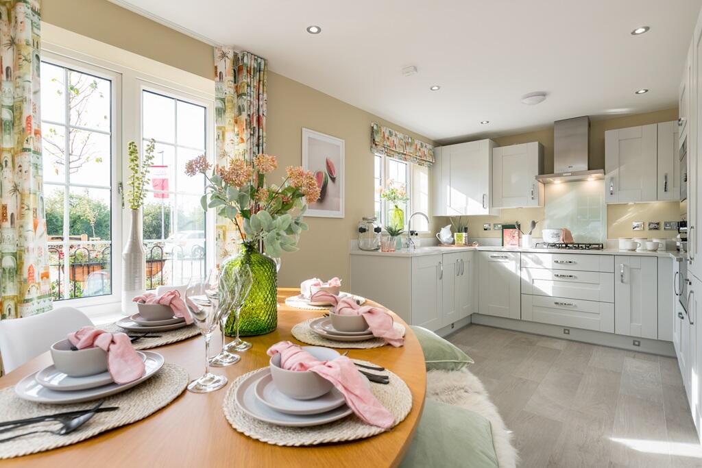 An open plan kitchen dining area is ideal for socialising