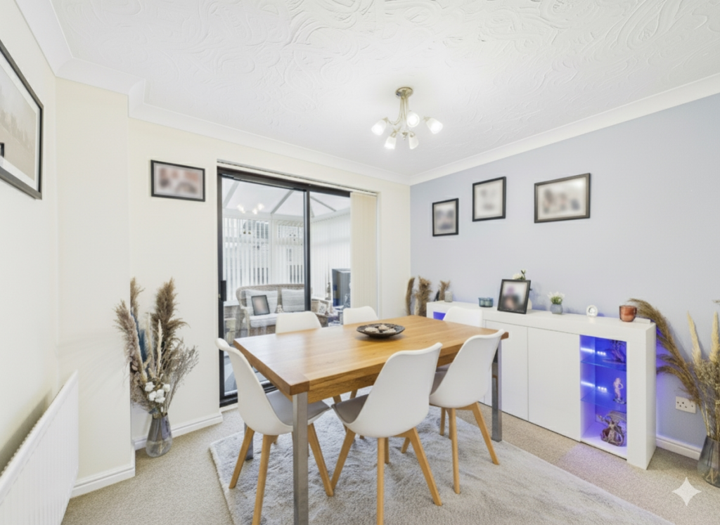 Staged to show how the room could look with Dining