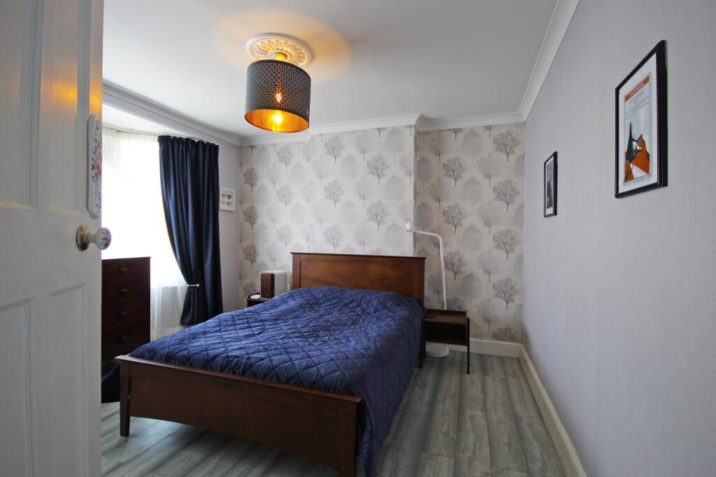 Master bedroom with bay window