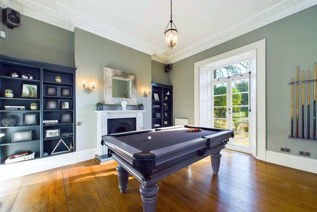 Billiards room with terrace access