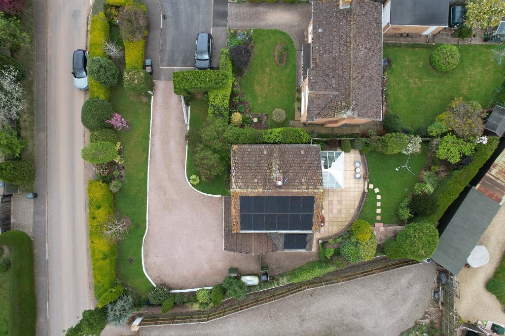 Aeria view of drive, house and garden