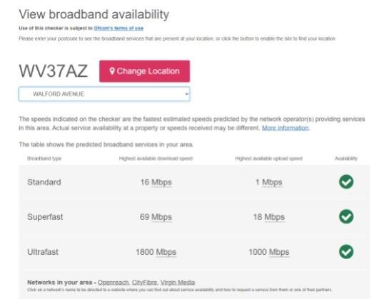 Broadband Checker 31 Walford Oct 2025