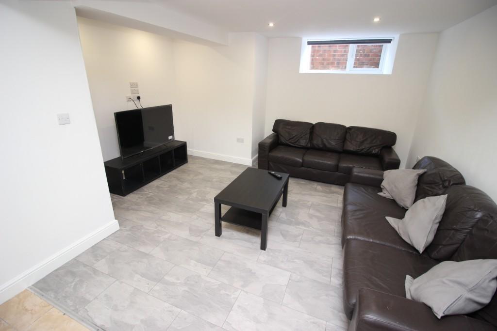 A modern living room featuring two comfortable ...