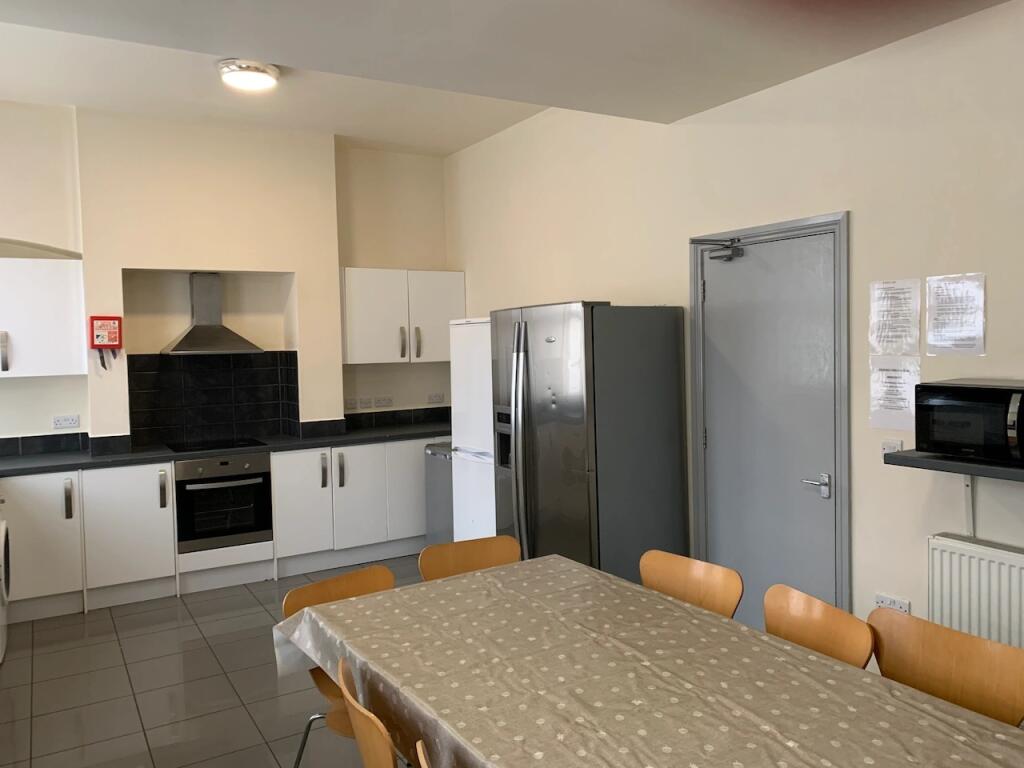 Bright and tidy communal kitchen featuring mode...