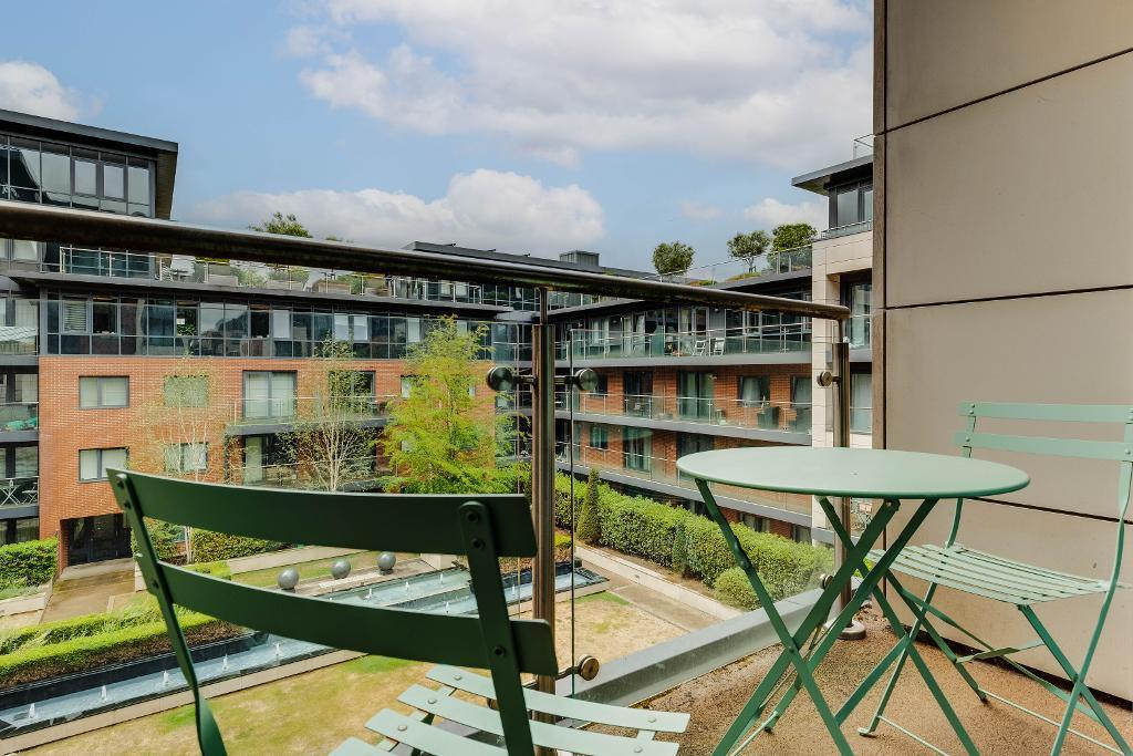 Balcony overlooking communal garden