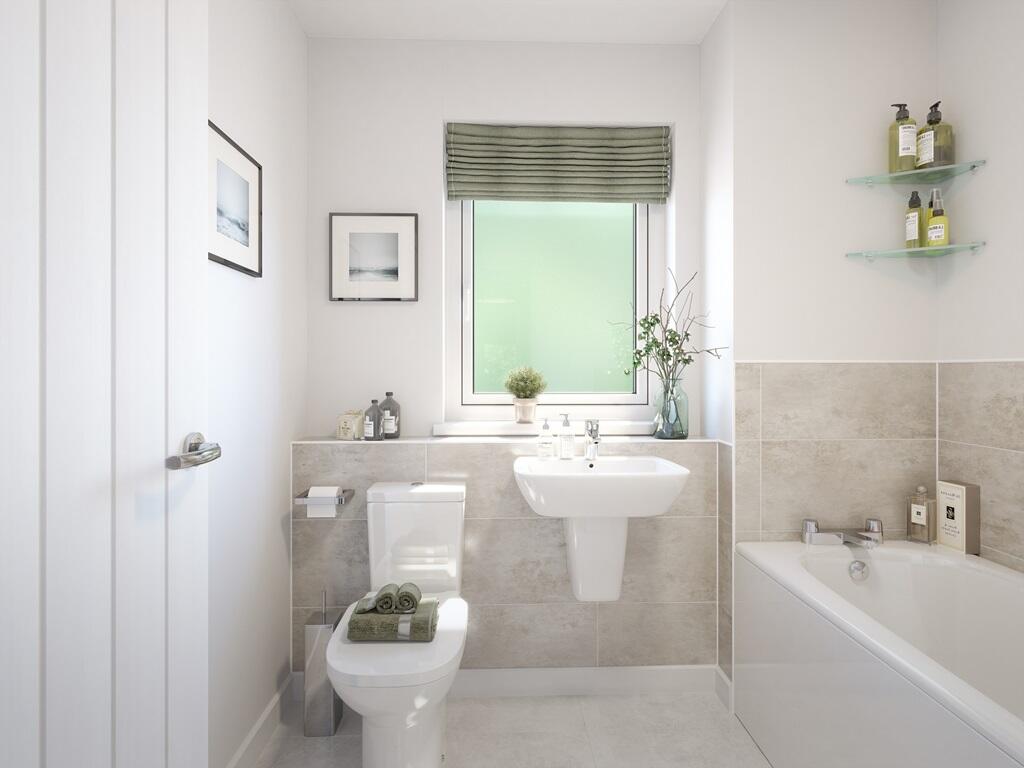 The family bathroom uses energy saving features