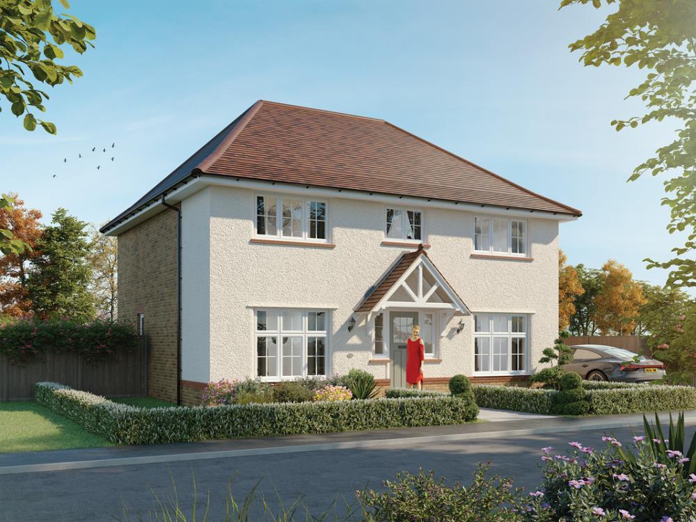 External CGI with white render of the Harrogate, a 4 bedroom house