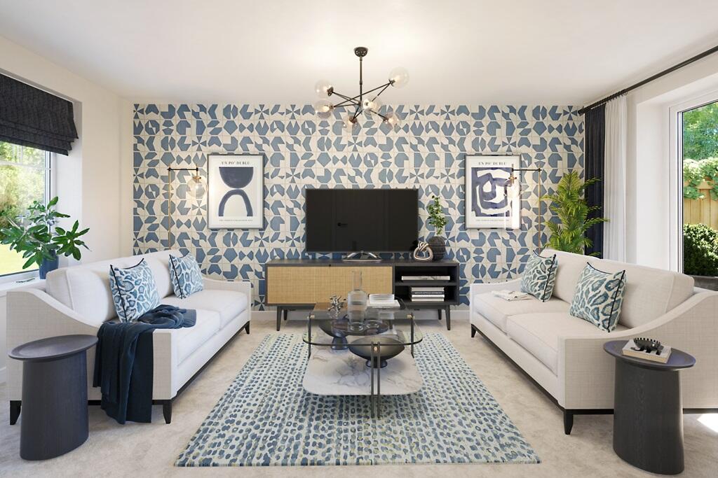 Open plan lounge with plenty of space for two sofas
