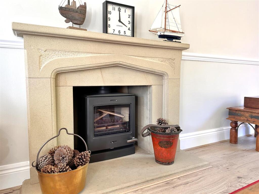 Stone Fireplace &amp; Inset Log Burner 169