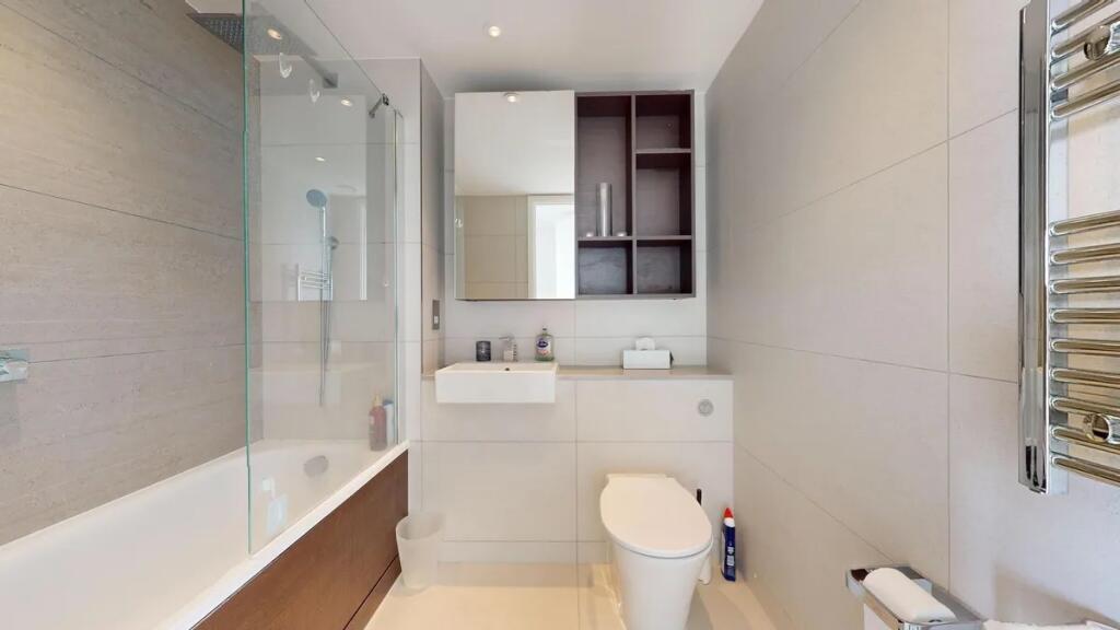 A modern and well-maintained bathroom featuring...