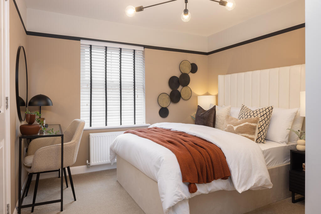 internal shot of second double bedroom in hadley show home