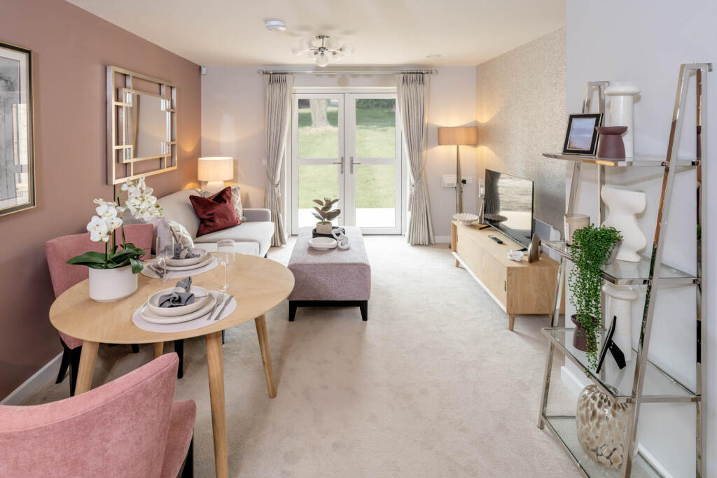 Living area in one bedroom apartment 