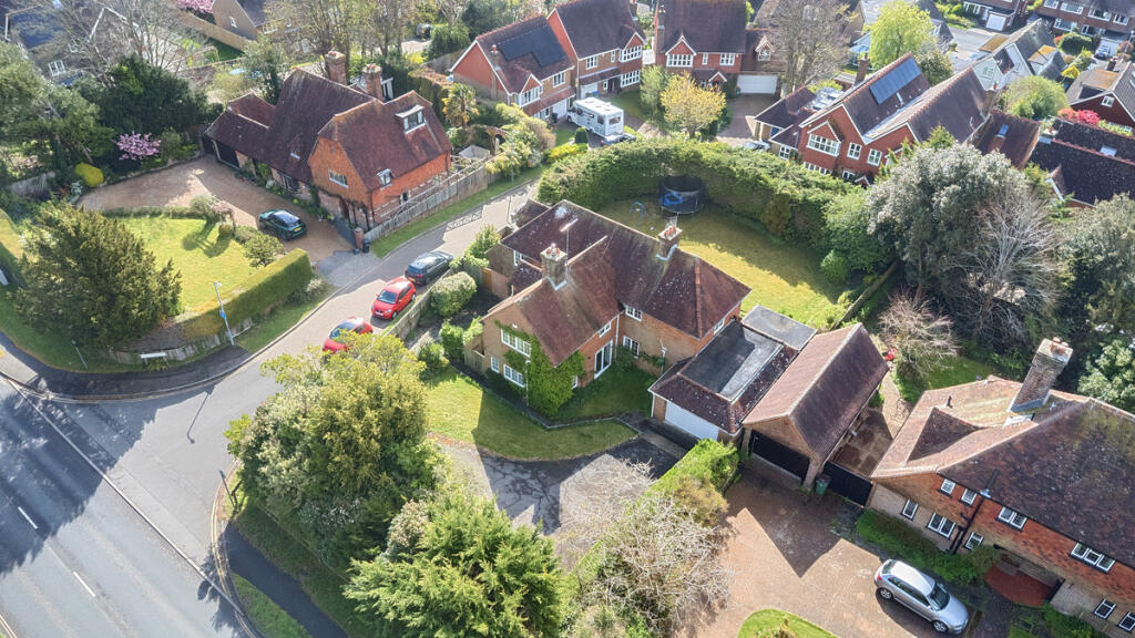 Elevated view of the house and plot