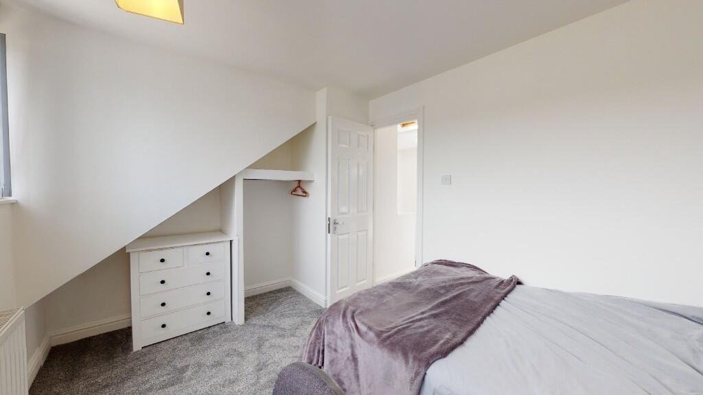 Bright and clean single toilet room with modern...