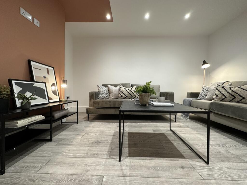 A stylish and inviting large modern living room...