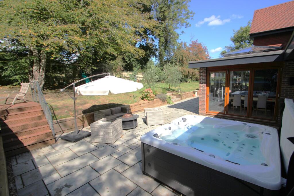 patio and hot tub